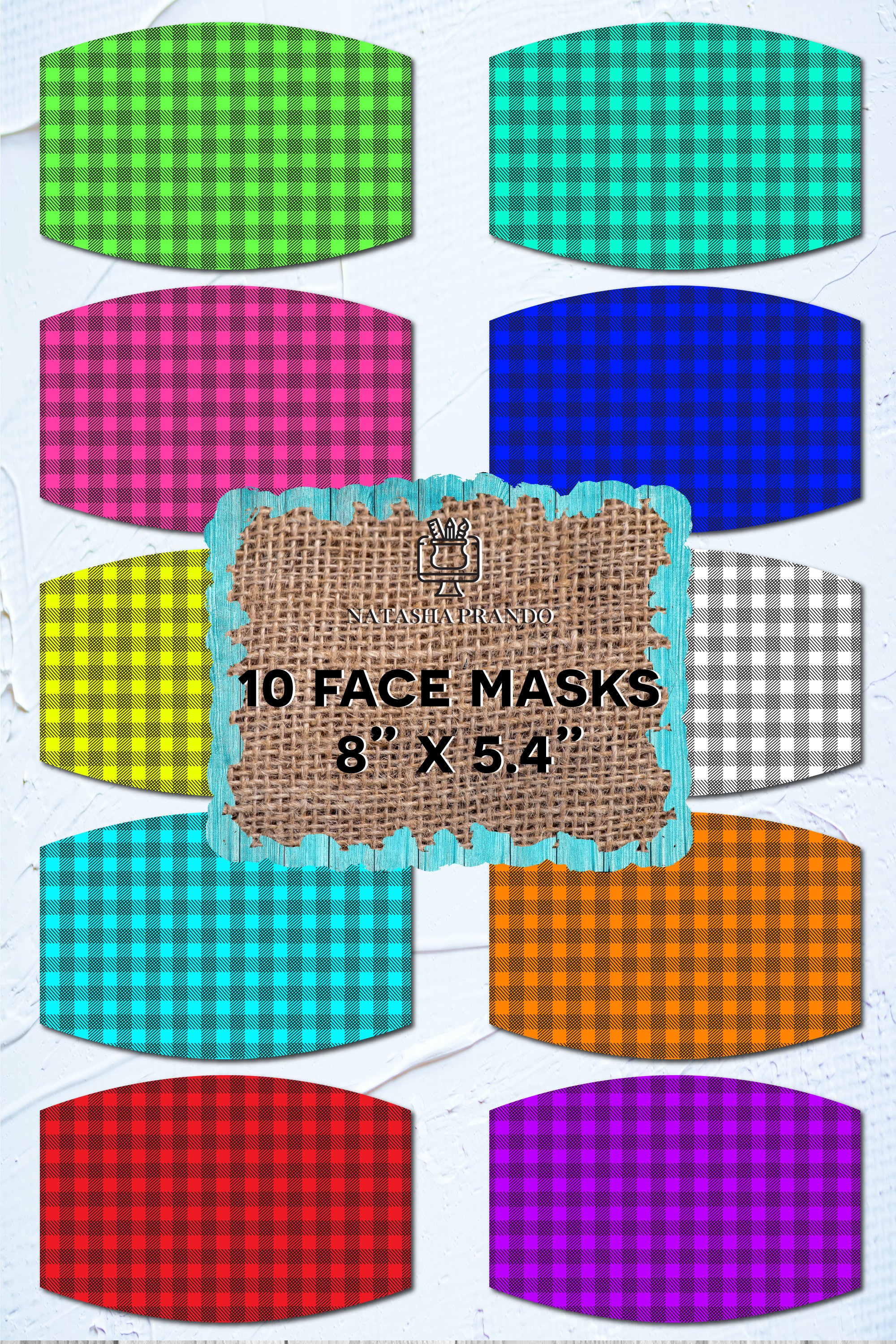 Buffalo plaid face mask sublimation bundle