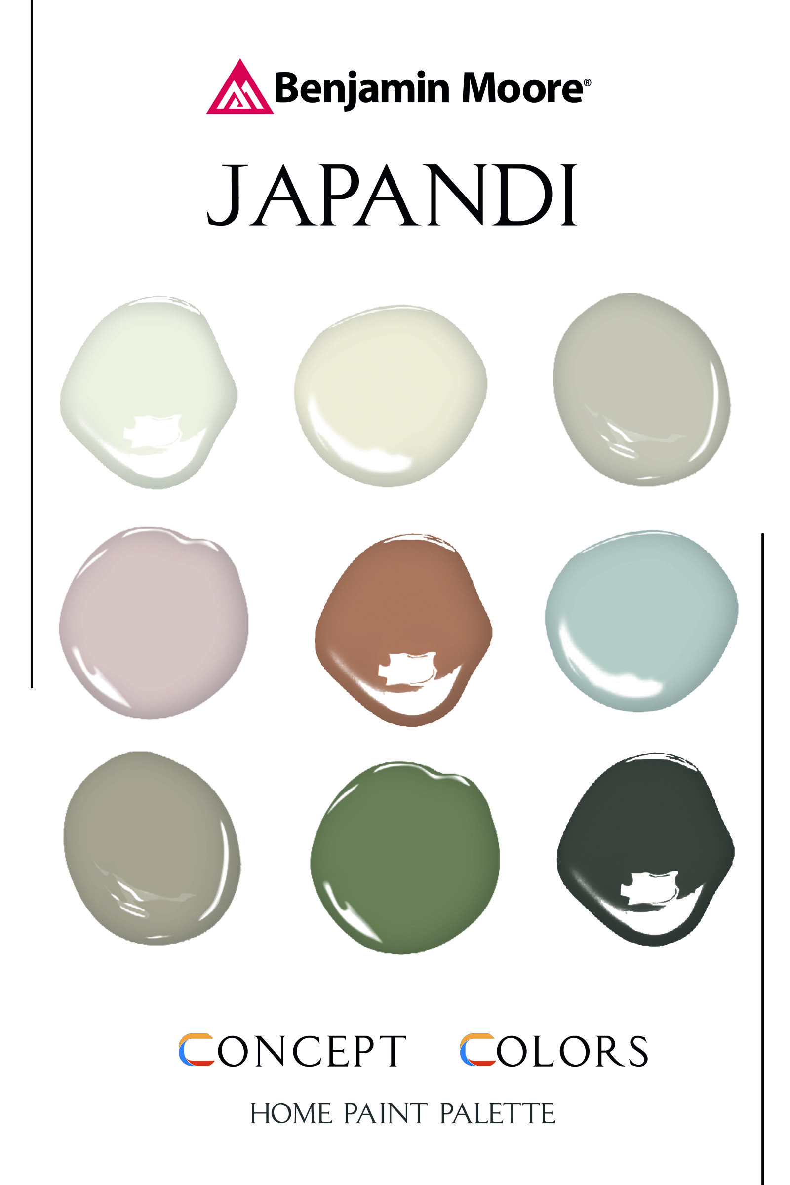 Japandi Home Paint Palette, Benjamin Moore, Home Paint Guide
