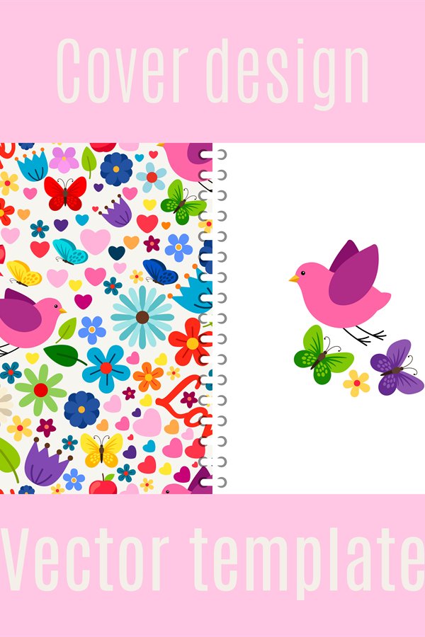 Cover design with spring decorations pattern