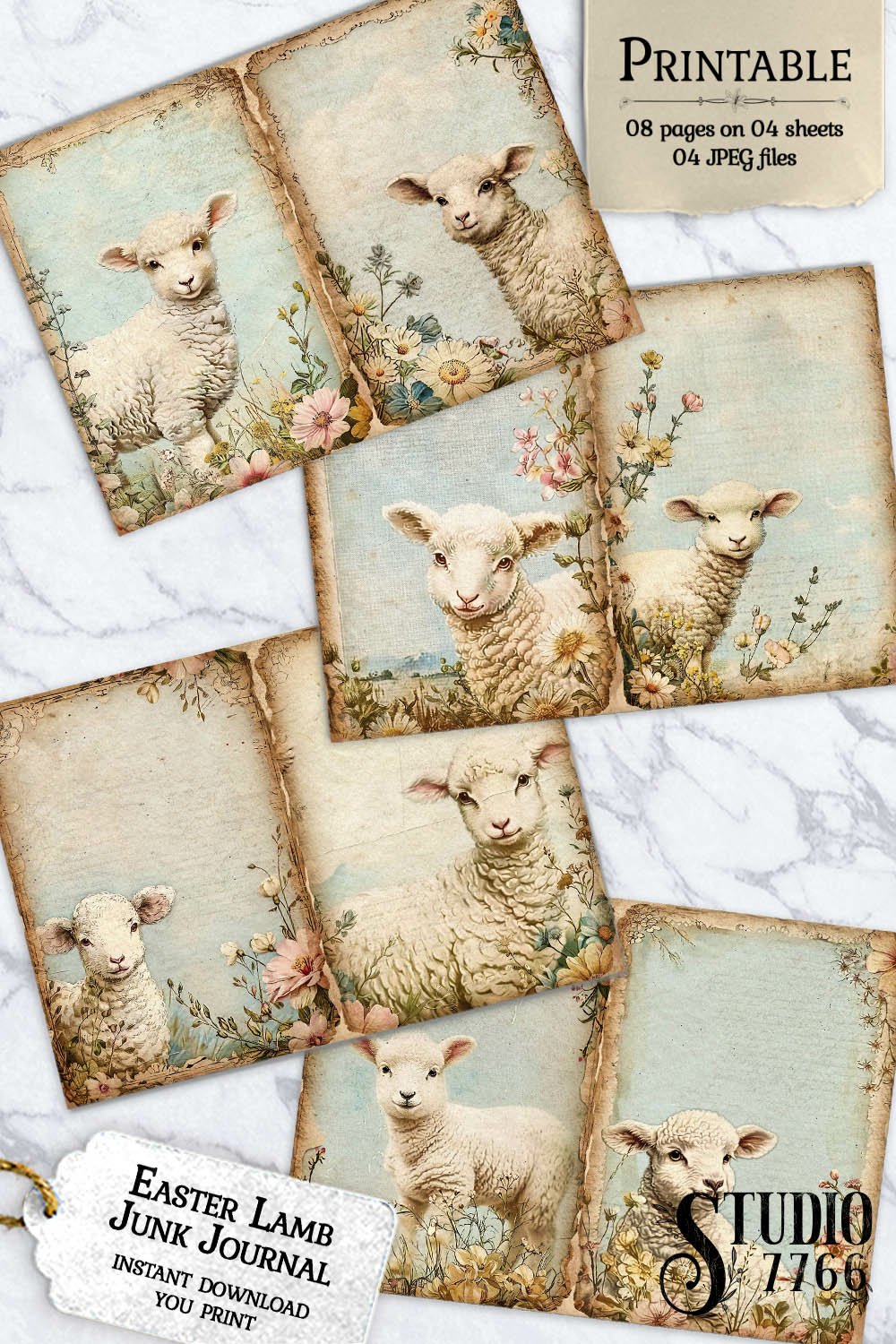 Easter Lamb Junk Journal Pages