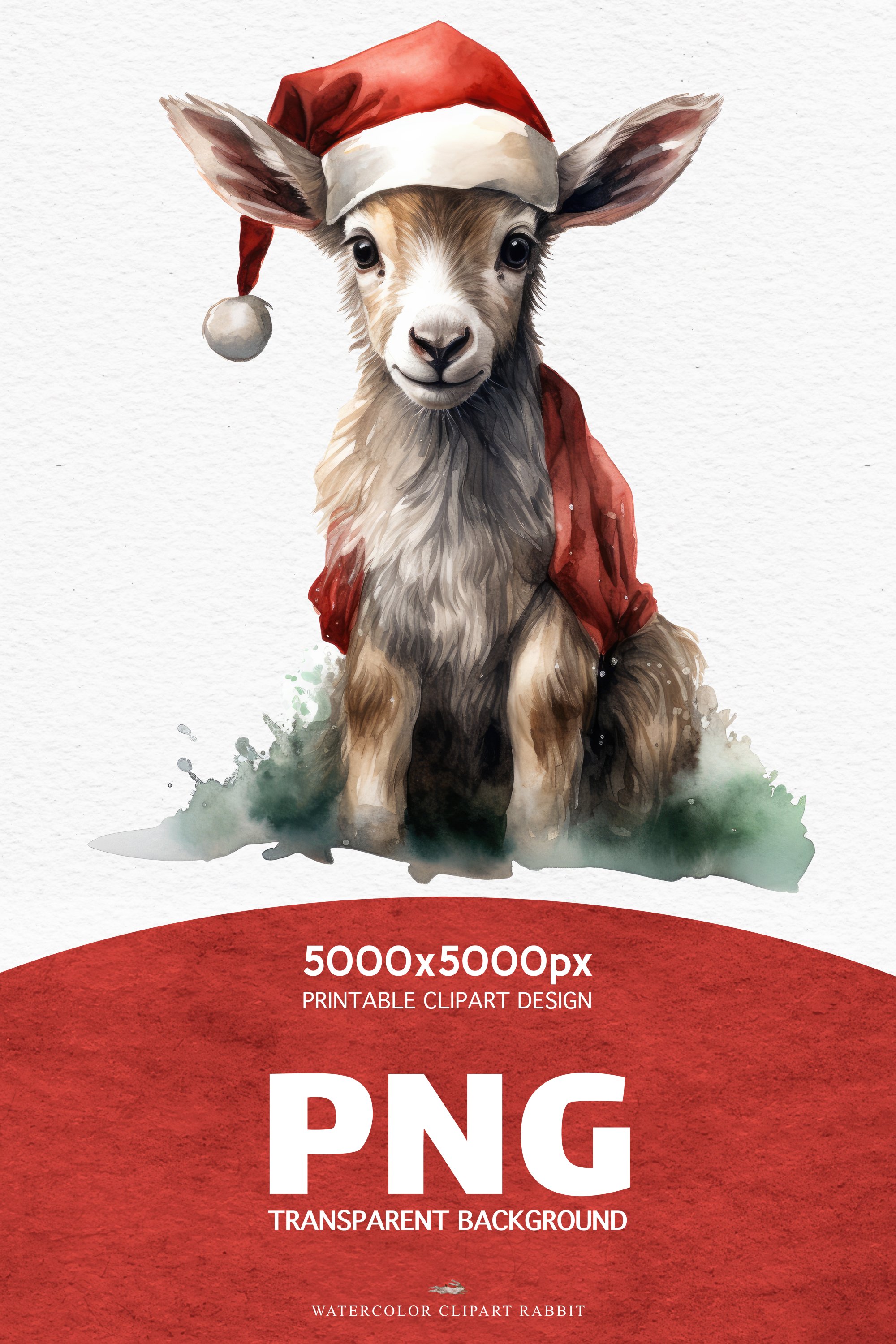 Christmas Goat Winter Clipart PNG Farm Animals New Year Art