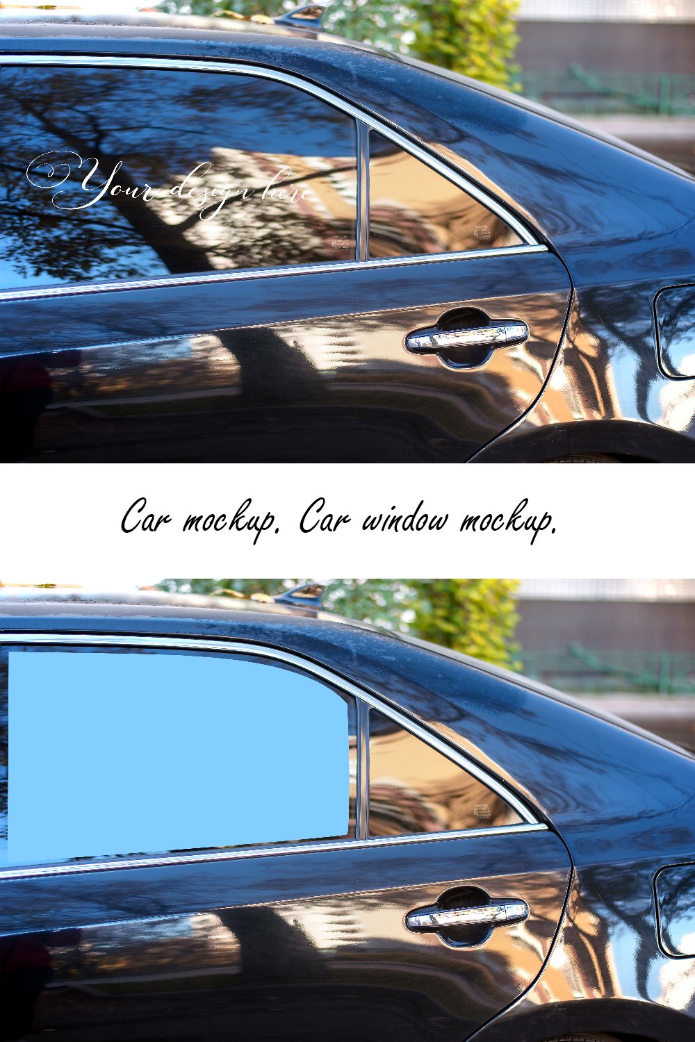 Car mockup. Car window mockup.