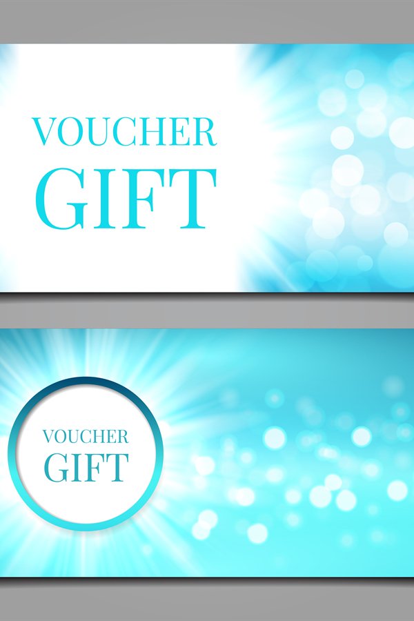 Bokeh blue voucher templates