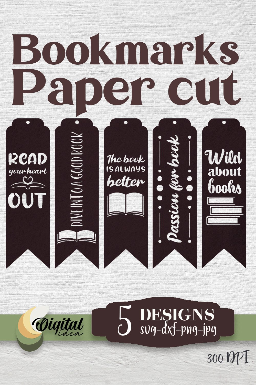 Bookmarks Paper cut SVG. Read SVG.Bookmark with Quotes.