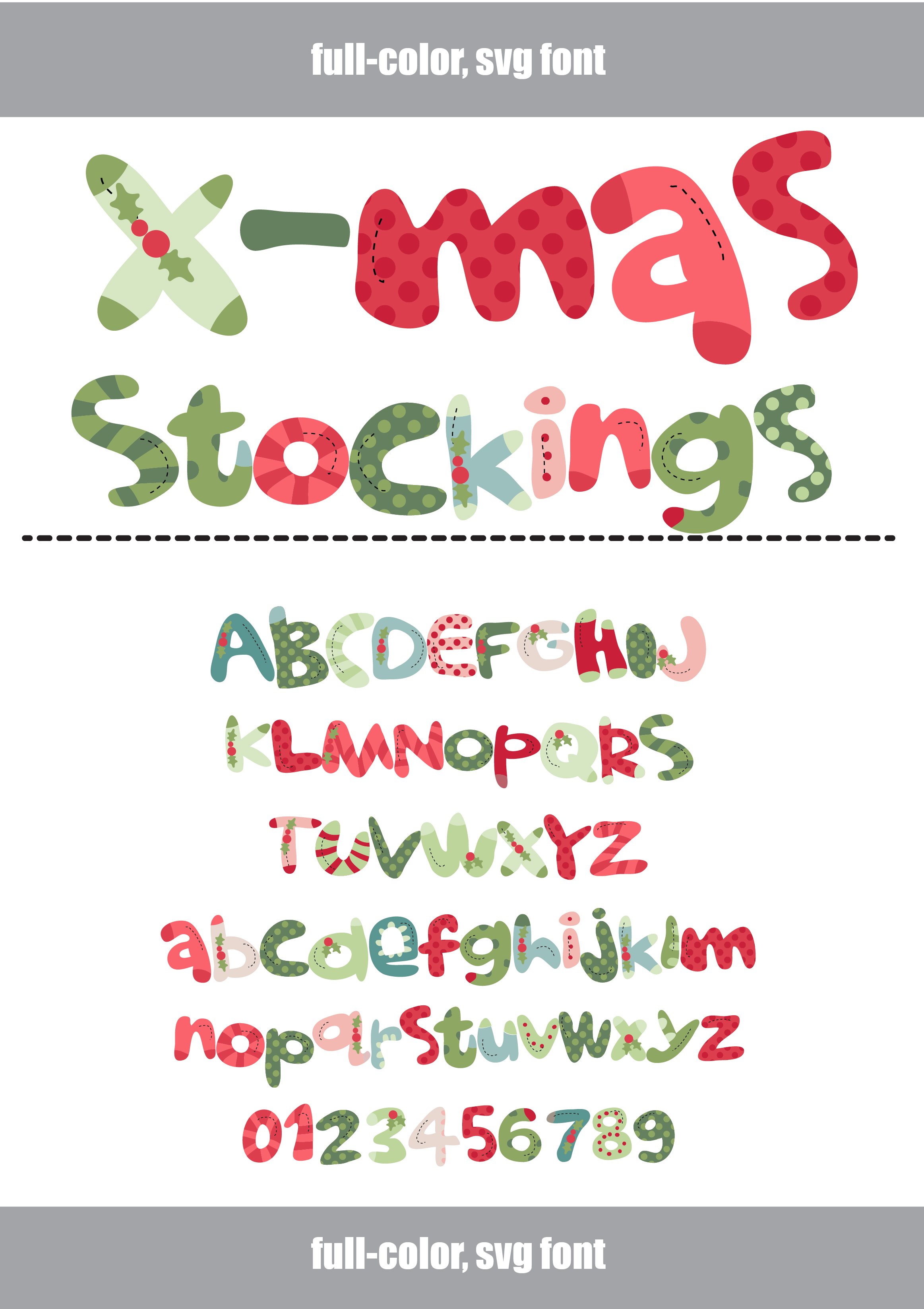 Stocking Font Christmas Themed Full Color SVG Font