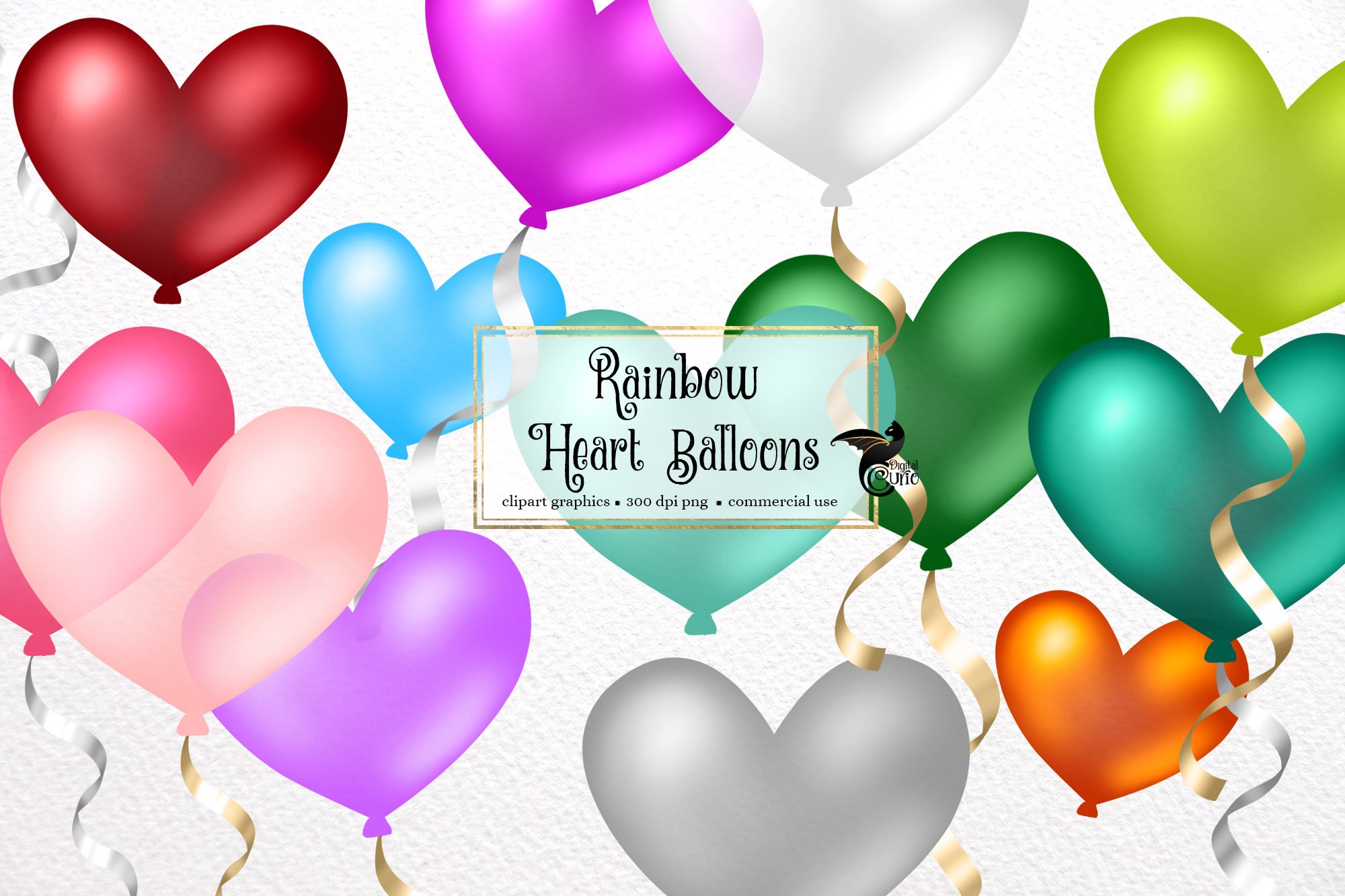 Rainbow Heart Balloons clipart (1504791)