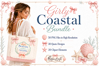 Girly Coastal PNG Bundle | Coquette Beach Bows & Seashel Set