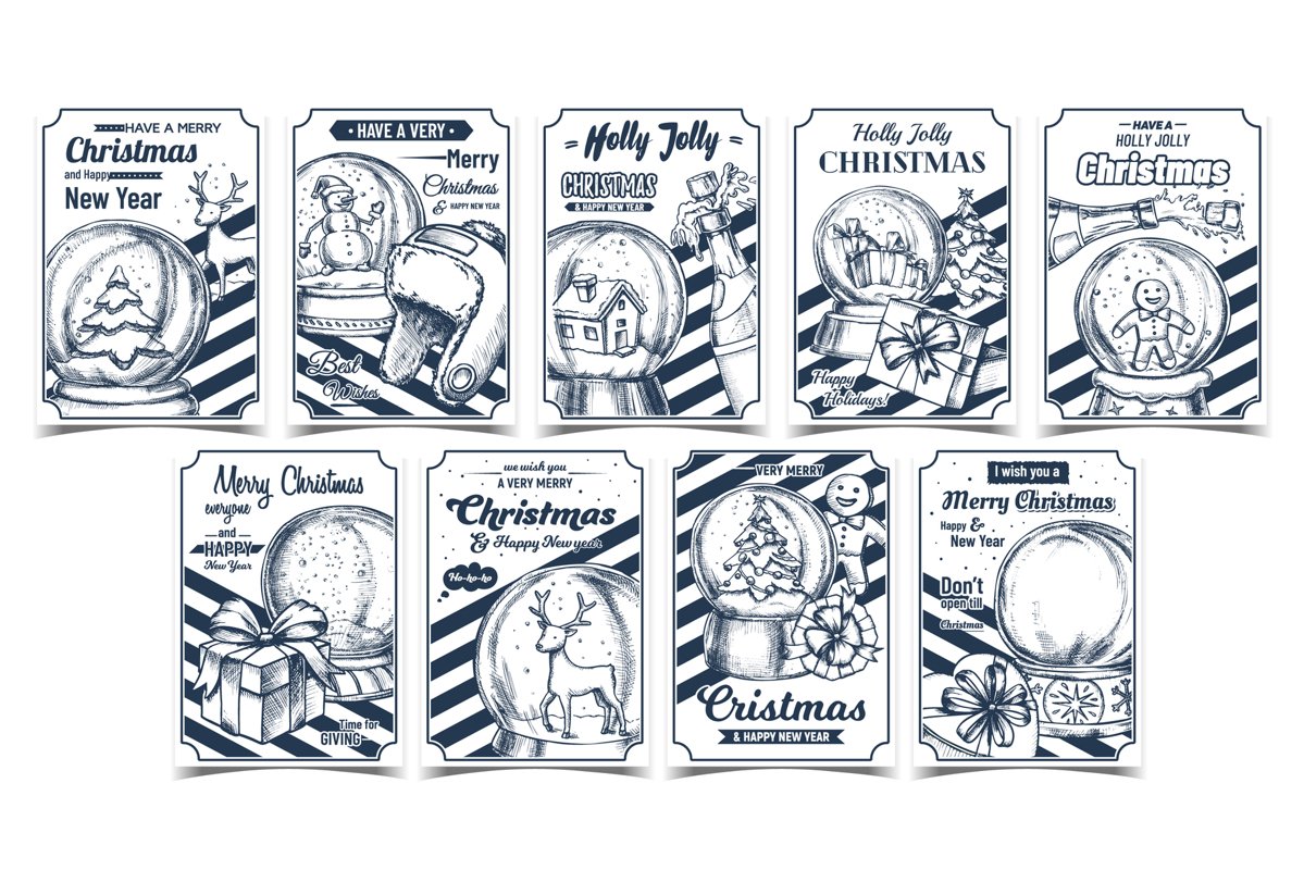 Christmas Holiday Advertising Posters Set Vector example image 1