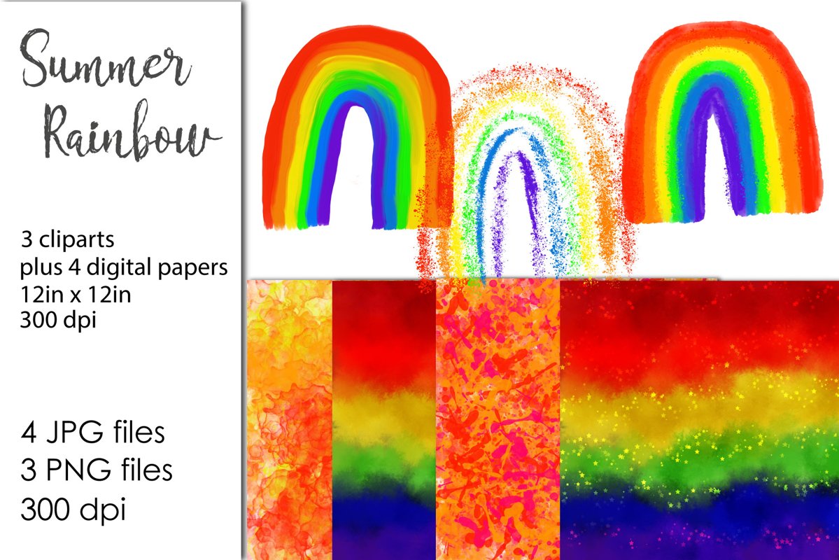 Watercolor Rainbow Clipart example image 1