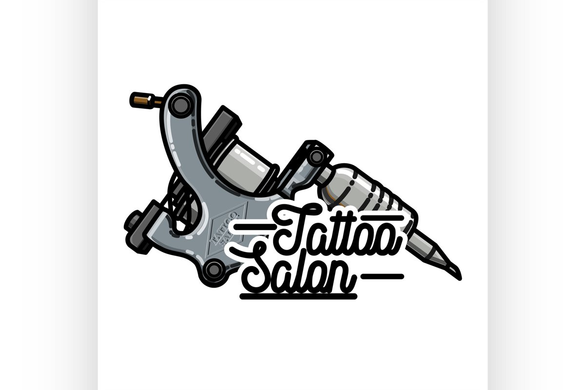 Color vintage tattoo shop emblem example image 1