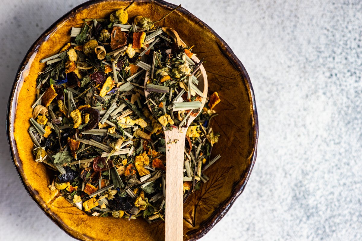 Tea varieties on stone background example image 1