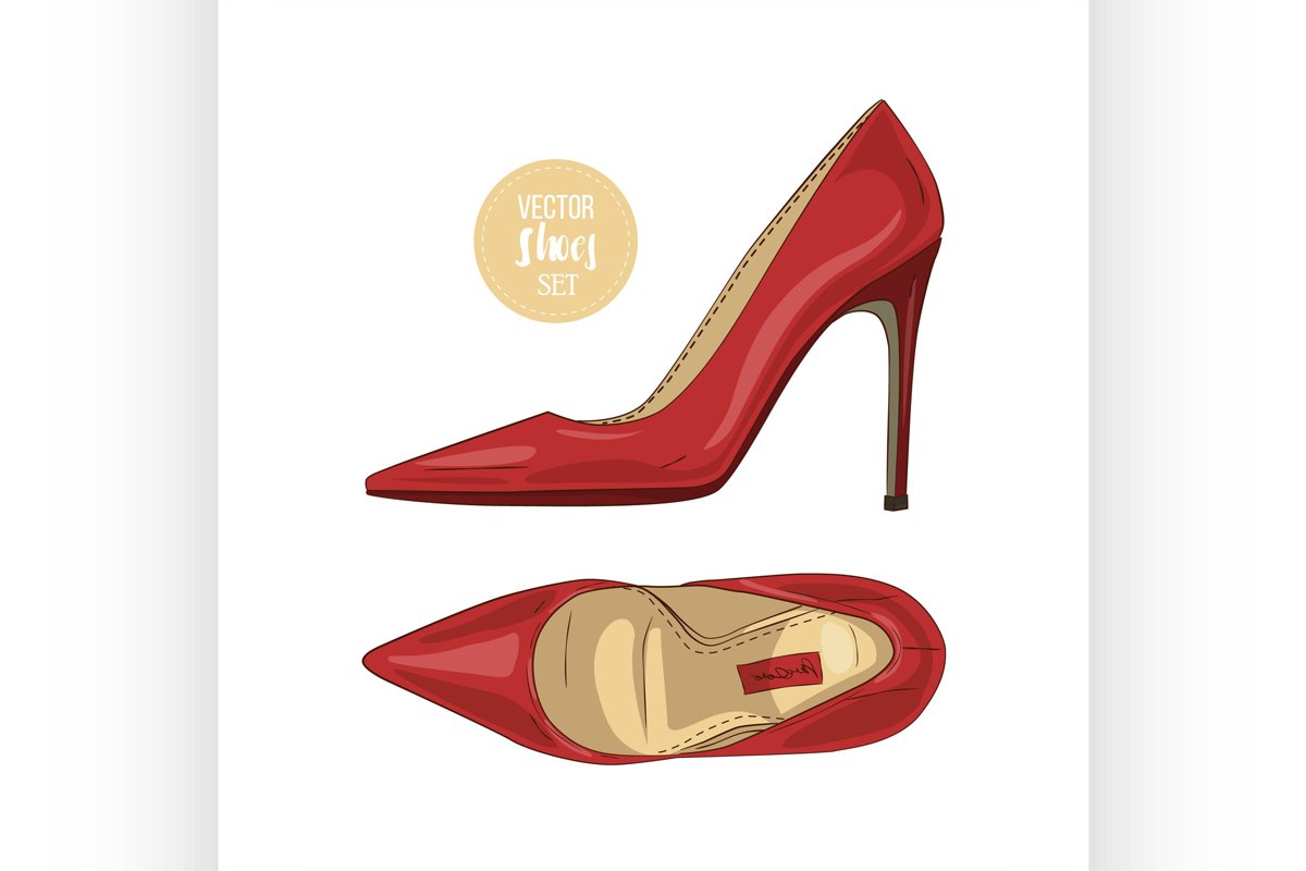 Fashion vector sketch womens shoes. example image 1