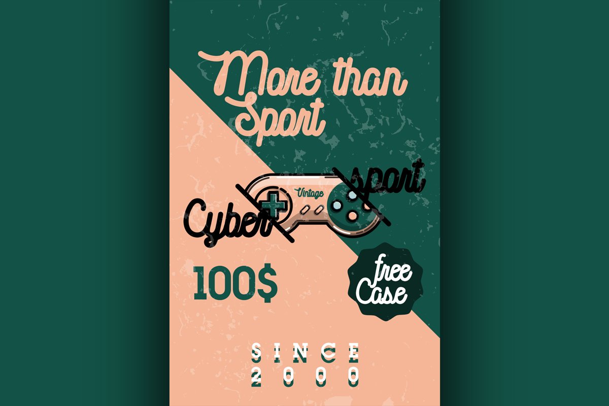 Color vintage cyber sport banner example image 1