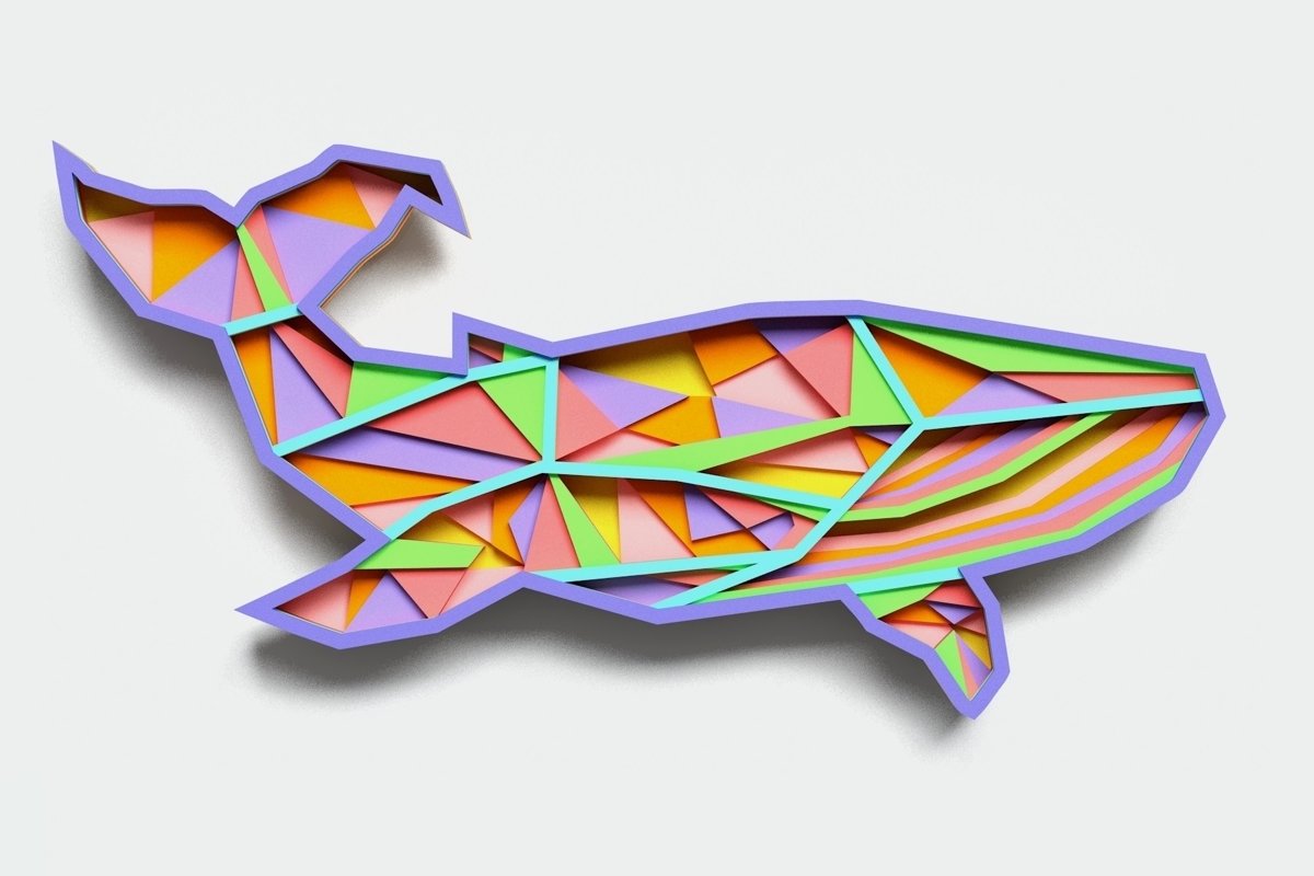 Multilayer Geometric Whale Mandala, Vector file for cutting example image 1
