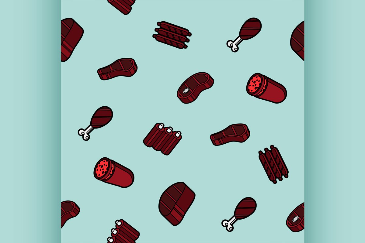 Meat color outline isometric pattern example image 1