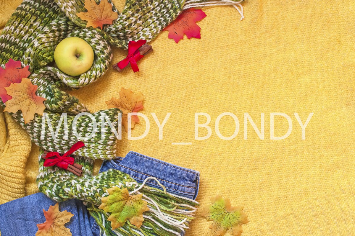 Flat lay. Autumn composition. Top view example image 1