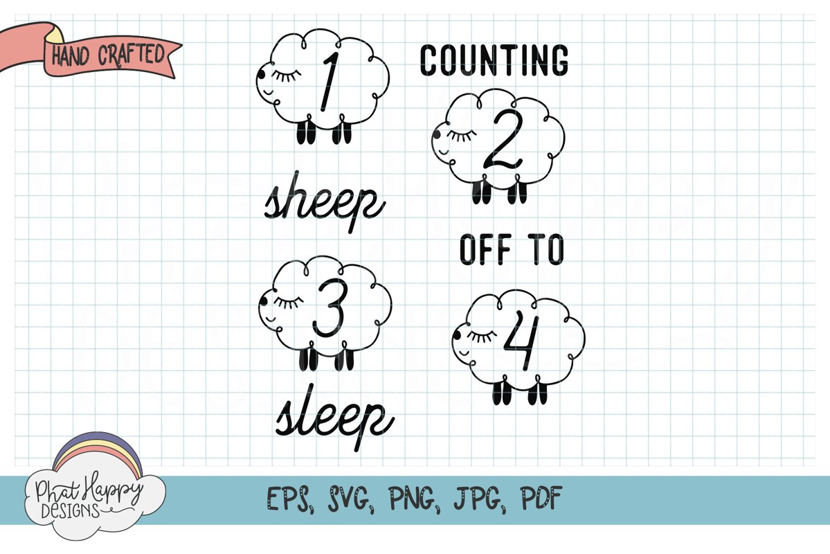 Counting Sheep Nursery Print - SVG Cut File example image 1