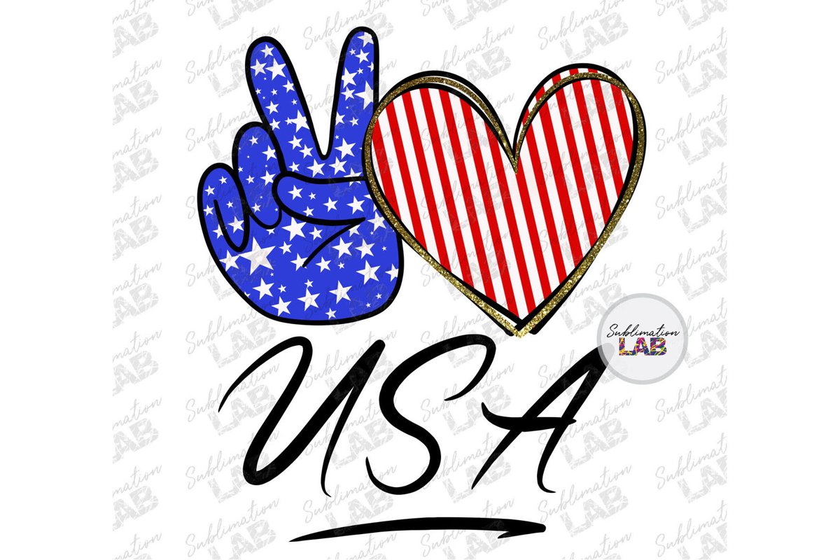 Peace Love USA 4th of July Patriotic Sublimation Download example image 1