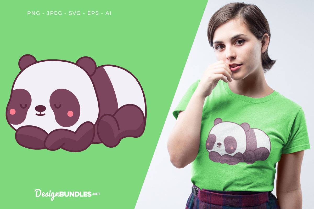 Sleeping Panda Vector Illustration For T-Shirt Design example image 1