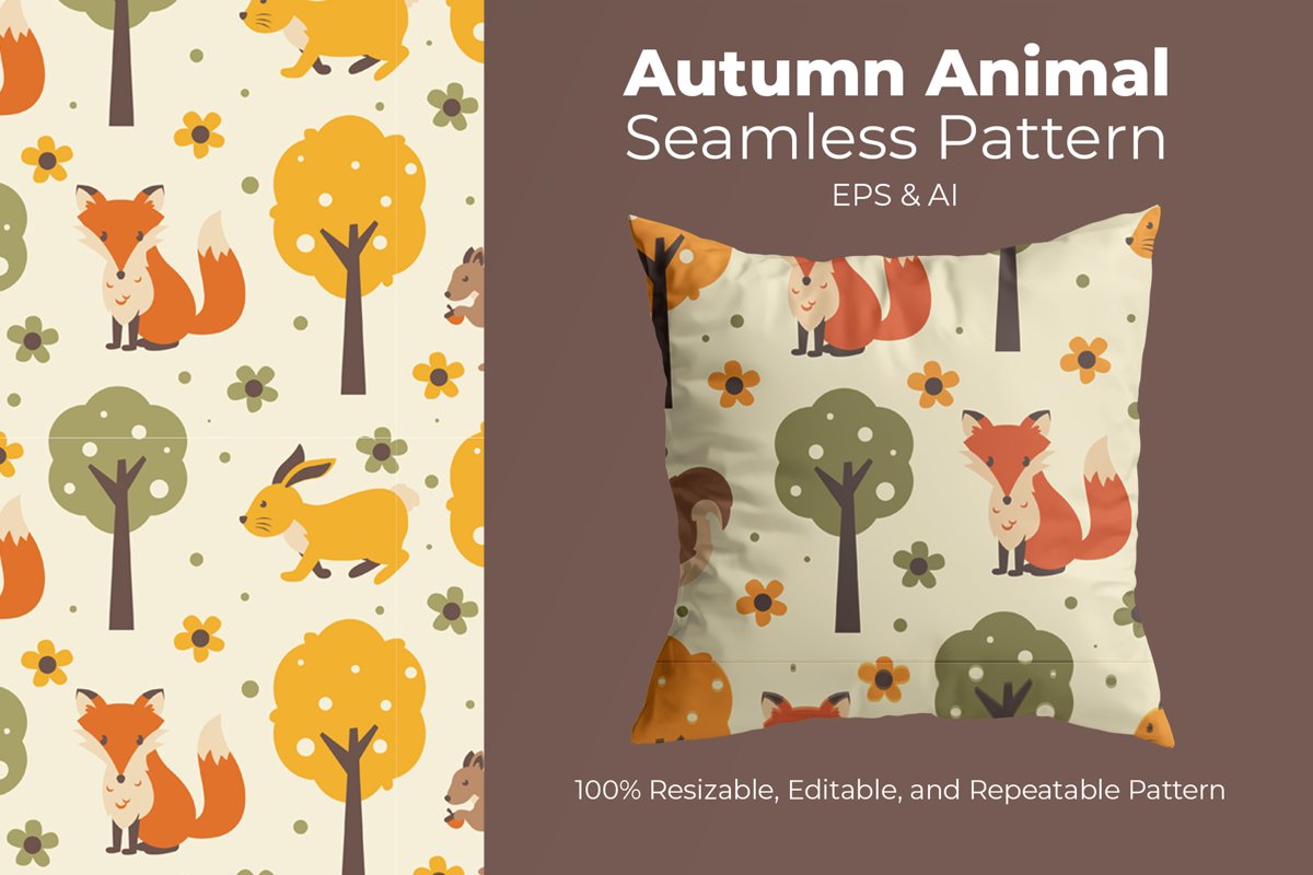 Autumn Animal - Seamless Pattern example image 1
