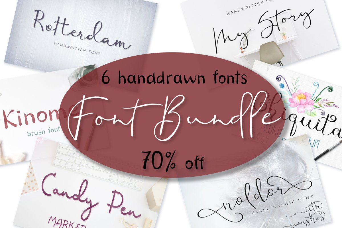 Font bundle - 6 handwritten and calligraphy fonts example image 1