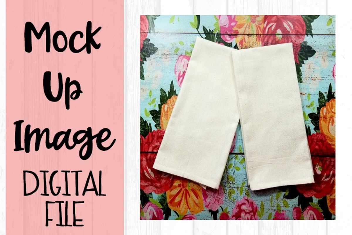 Two Kitchen Towels on Vintage Mock Up example image 1