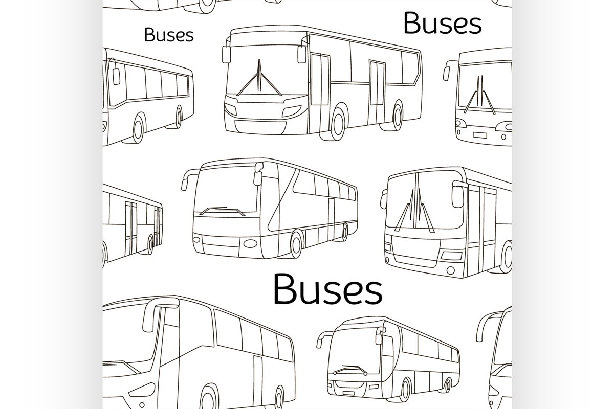Bus icons set pattern example image 1