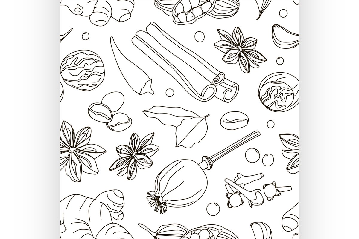 Spices, condiments and herbs decorative elements example image 1