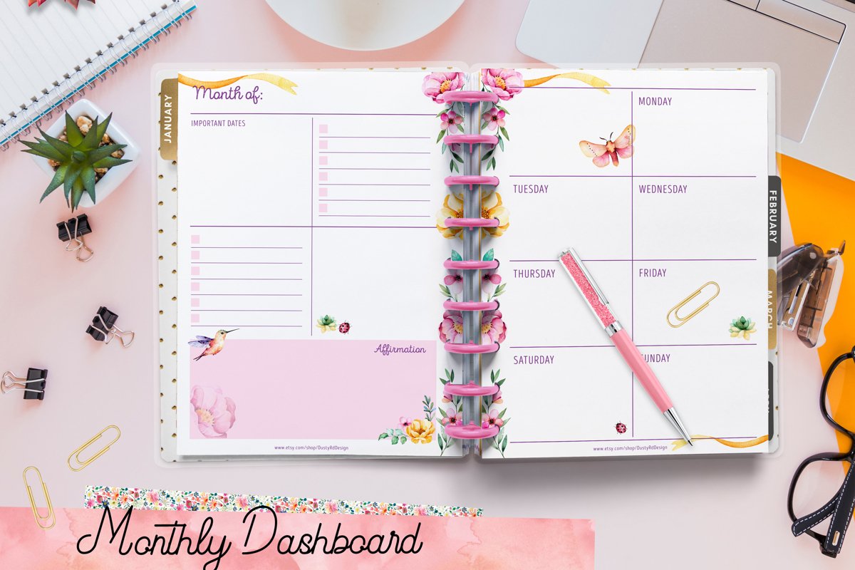 PLANNER printables- hummingbird collection - 17 pdf example image 1