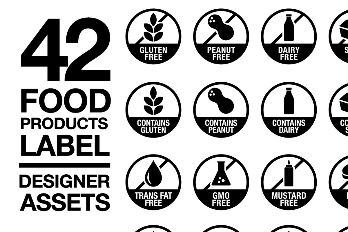 42 Food Allergy & Products Label Version 2 SVG AI EPS example image 1
