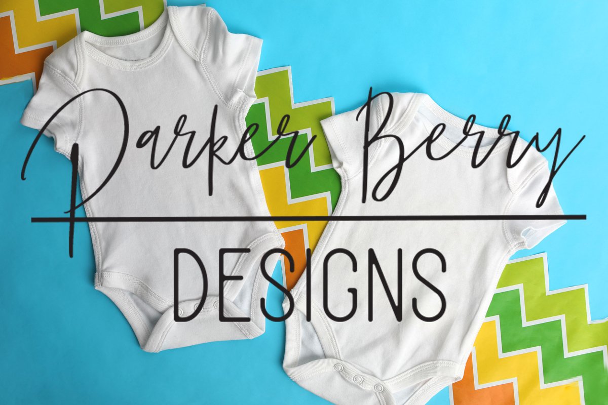 White Twin Baby Bodysuit Mock up, Digital Download, designs example image 1