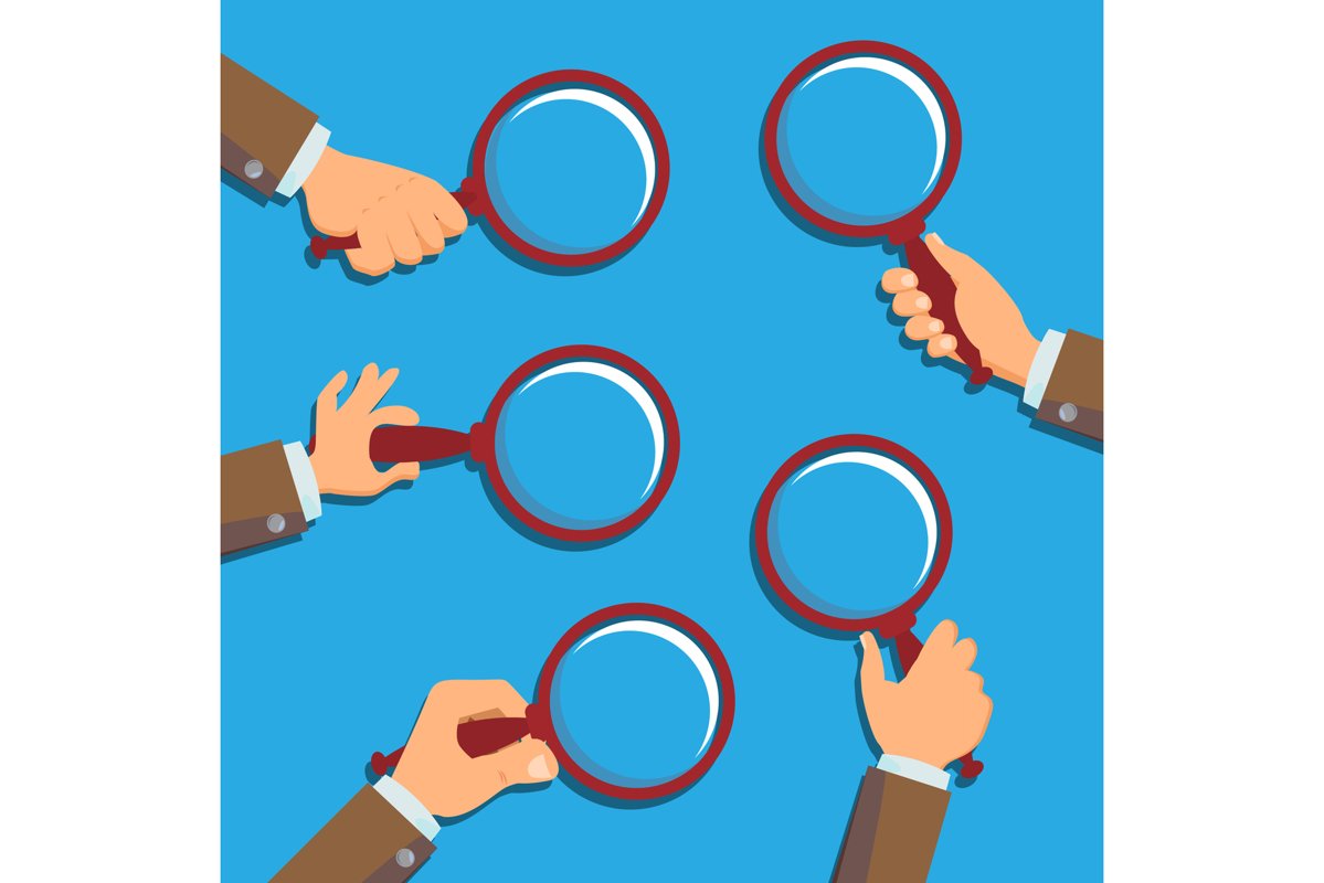 Hand Holding Magnifying Glass Vector. Information Research. example image 1