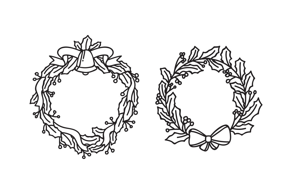 Christmas Wreaths Silhouettes example image 1