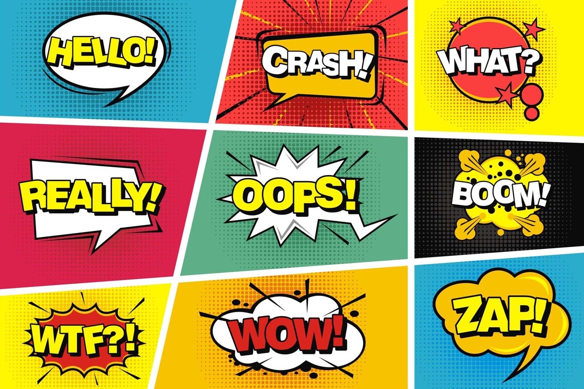 Comic speech pop art style example image 1