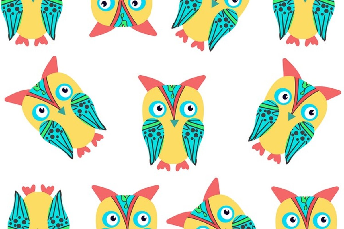 Owls seamless pattern, vector image example image 1