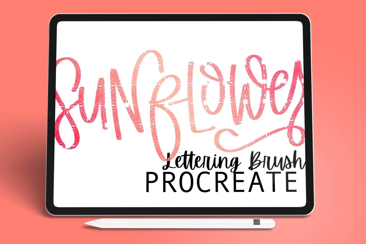 Sunflower Texture Lettering Brush - Procreate Brush example image 1