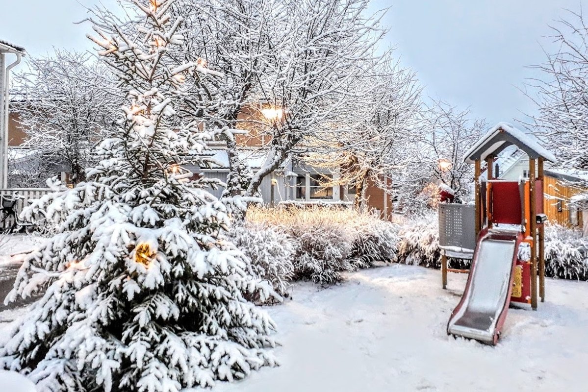 Winter photos Snow on the garden Playground in Norrköping example image 1