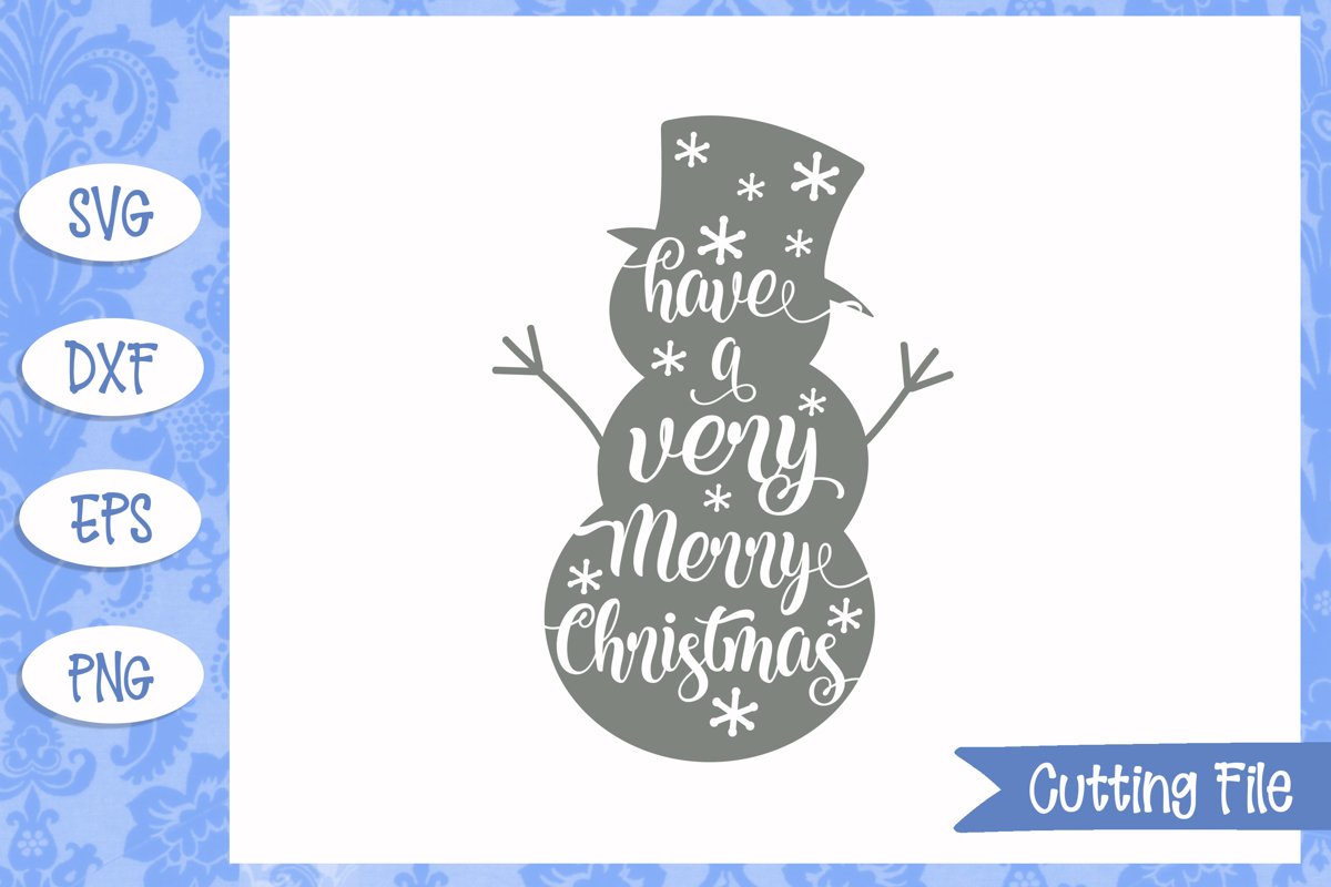 Merry Christmas Snowman SVG File example image 1