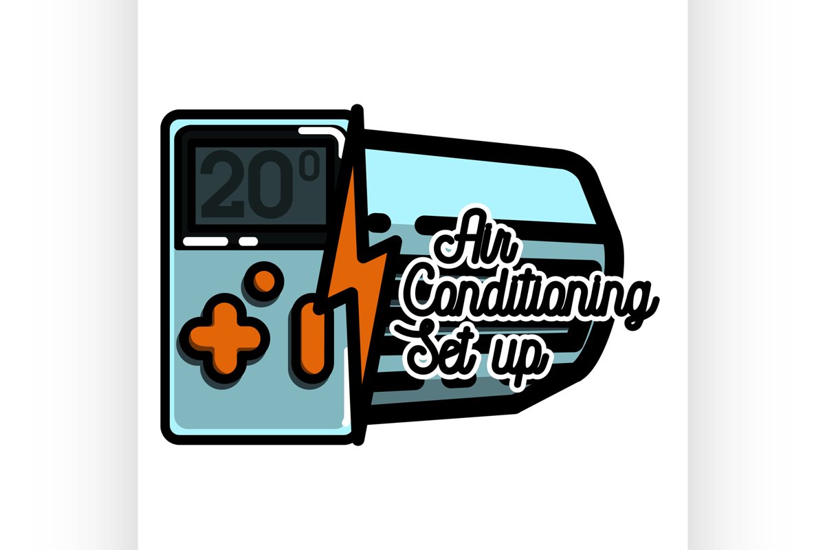 Color vintage air conditioning emblem example image 1
