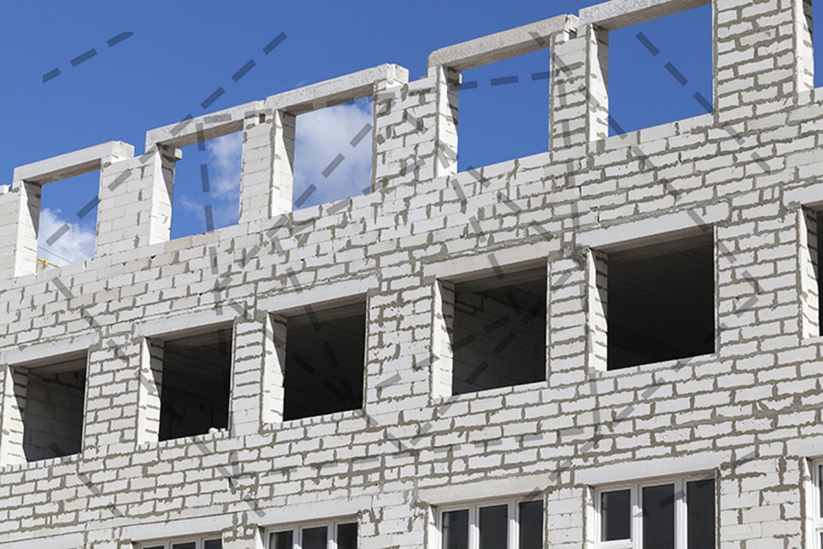 Brick building construction unfinished windows example image 1