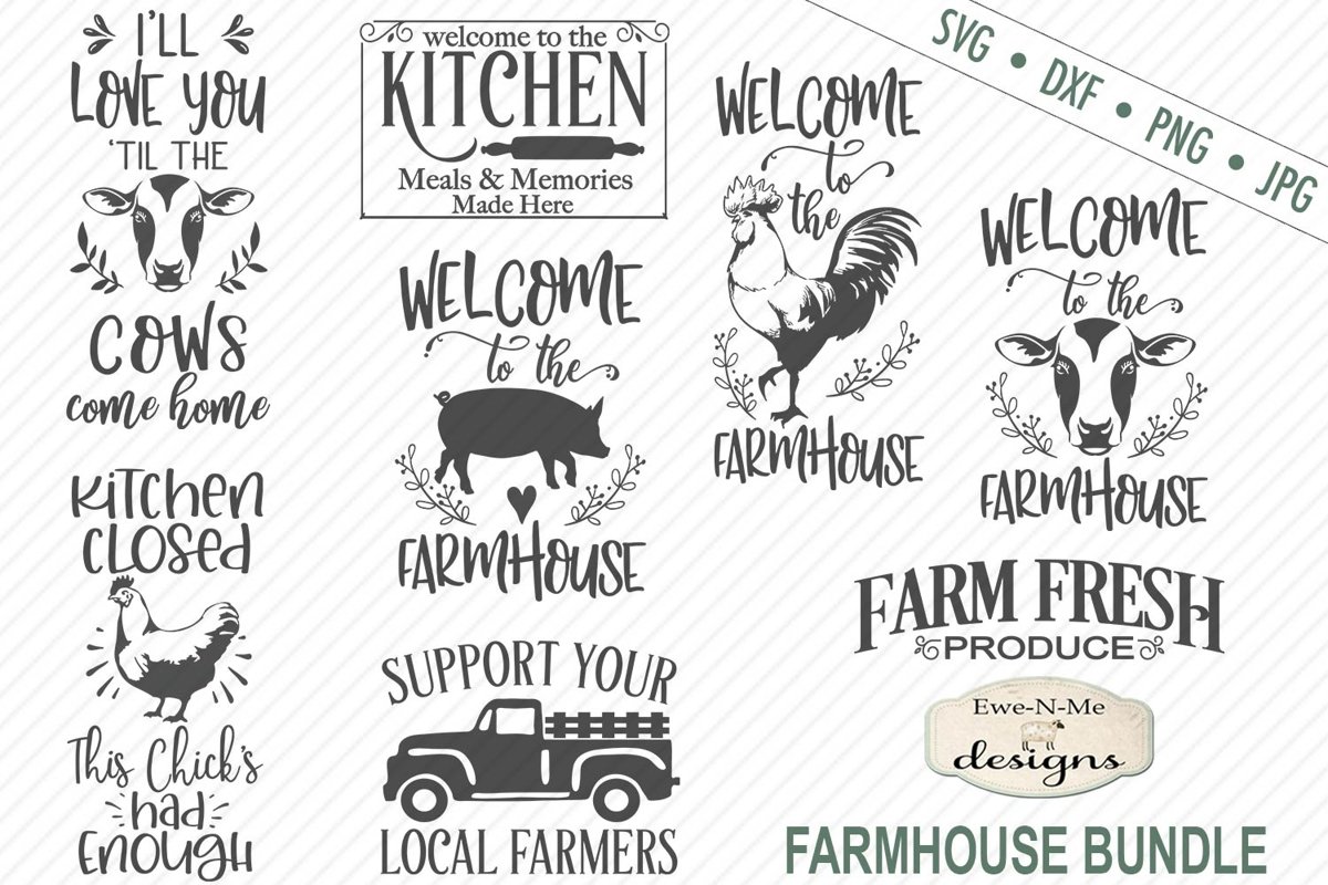 Farmhouse Bundle - Farm Animals SVG DXF Cut Files example image 1