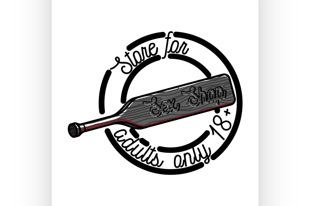 Color vintage sex shop emblem example image 1