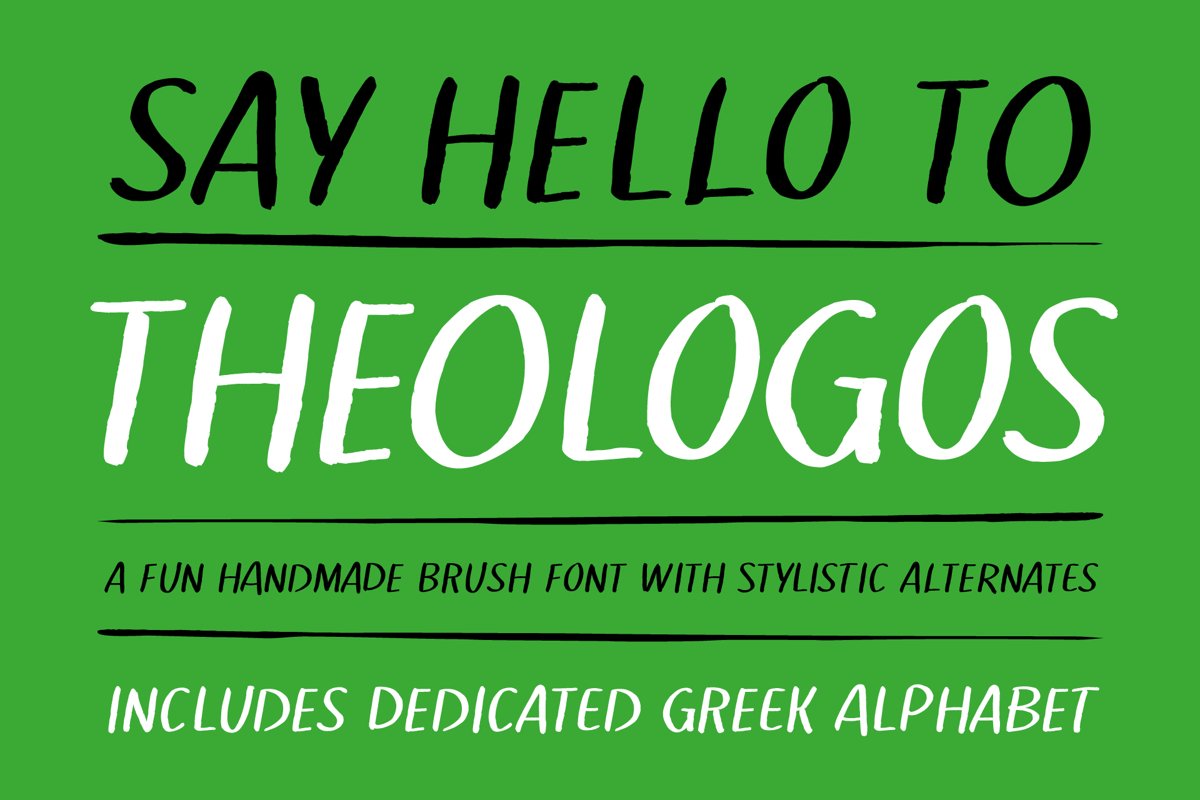 Theologos handmade brush font example image 1