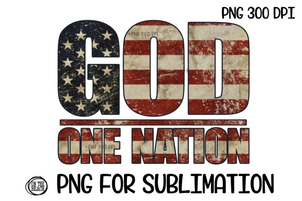 GOD - One Nation - PNG for Sublimation example image 1