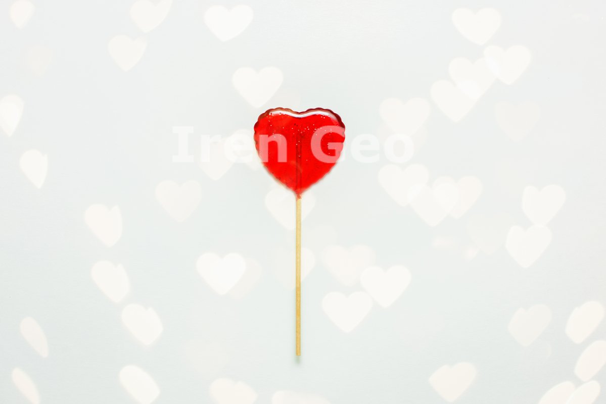 Single heart-shaped lollipop of valentines day example image 1