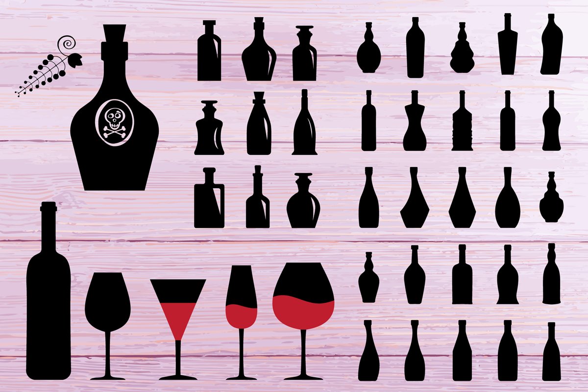 Old Medical Bottles, Wine Bottles, SVG Poison Bottle example image 1