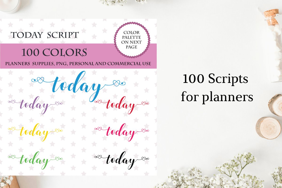 100 Today font clipart, Today sticker clipart, Today planner example image 1