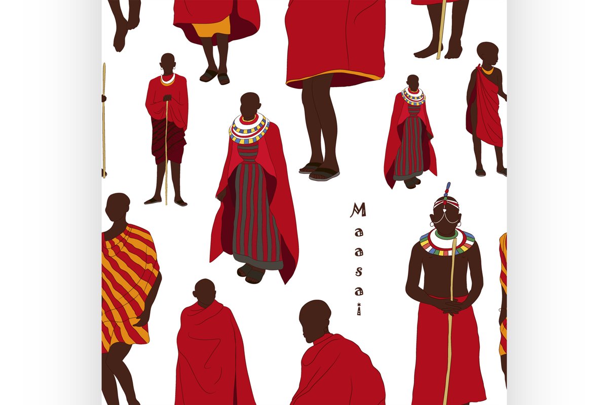 Maasai couple african people pattern example image 1