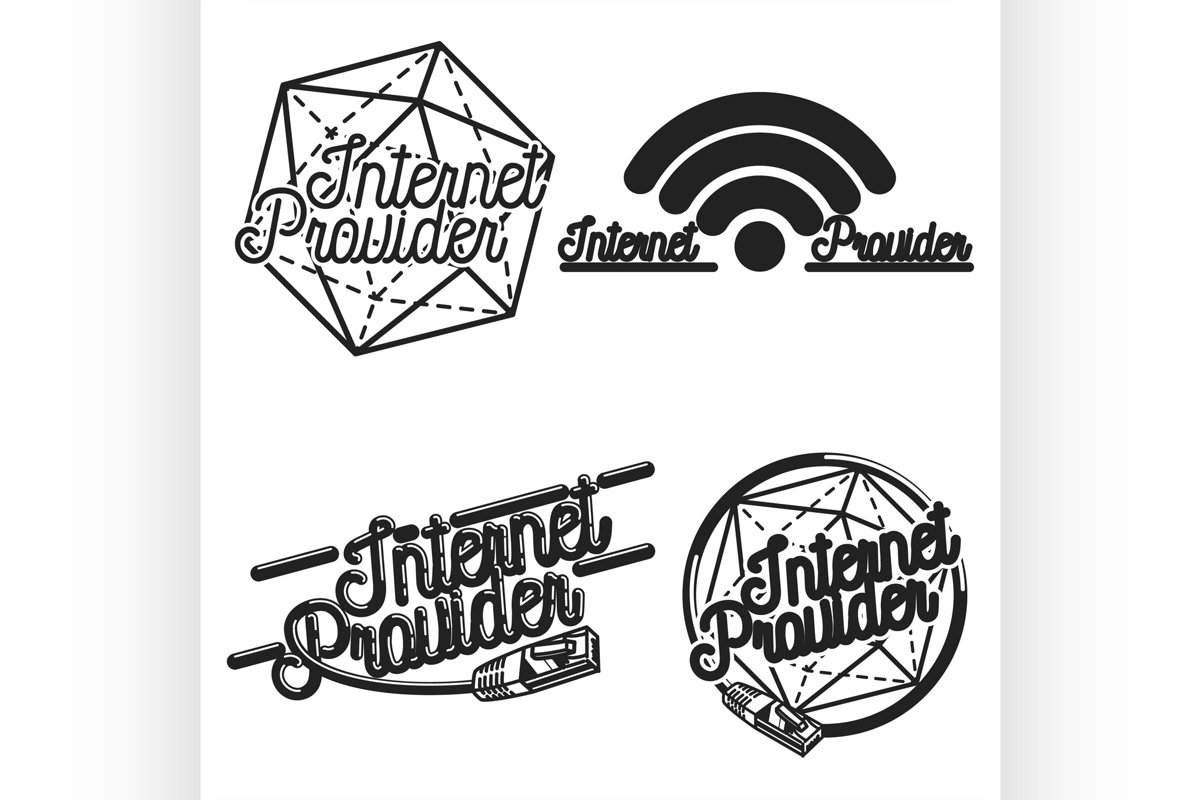 Color vintage internet provider emblems example image 1