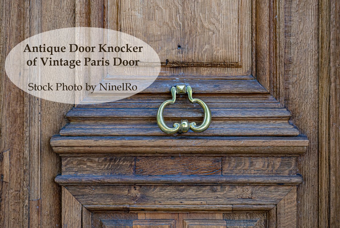 Antique Door Knocker of wooden door in Paris France example image 1
